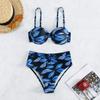 Европейский и американский купальник, женский однотонный купальник с разрезом и высокой талией, с принтом