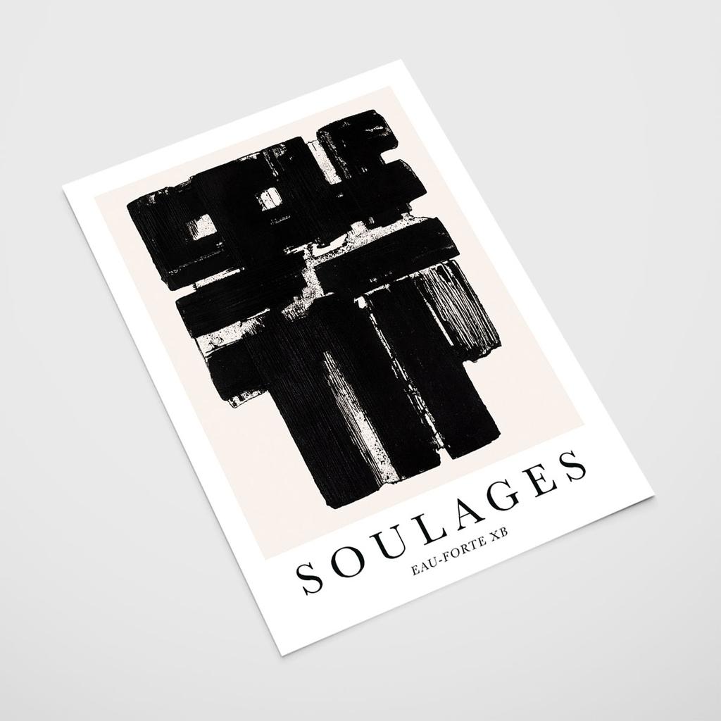 Plakat abstrakcja czarnobiała soulages