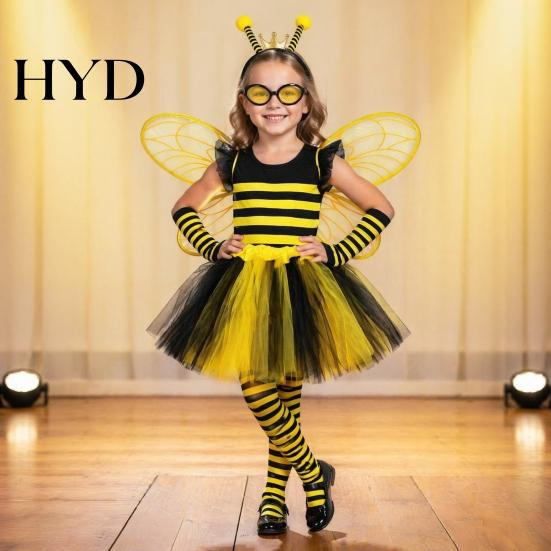 Kids Butterfly Wings for Halloween Cute Bee Wing Kids, Honey Festival Costume, Princess Girls Dress Lightweight Fairy Dancing Up Accessory