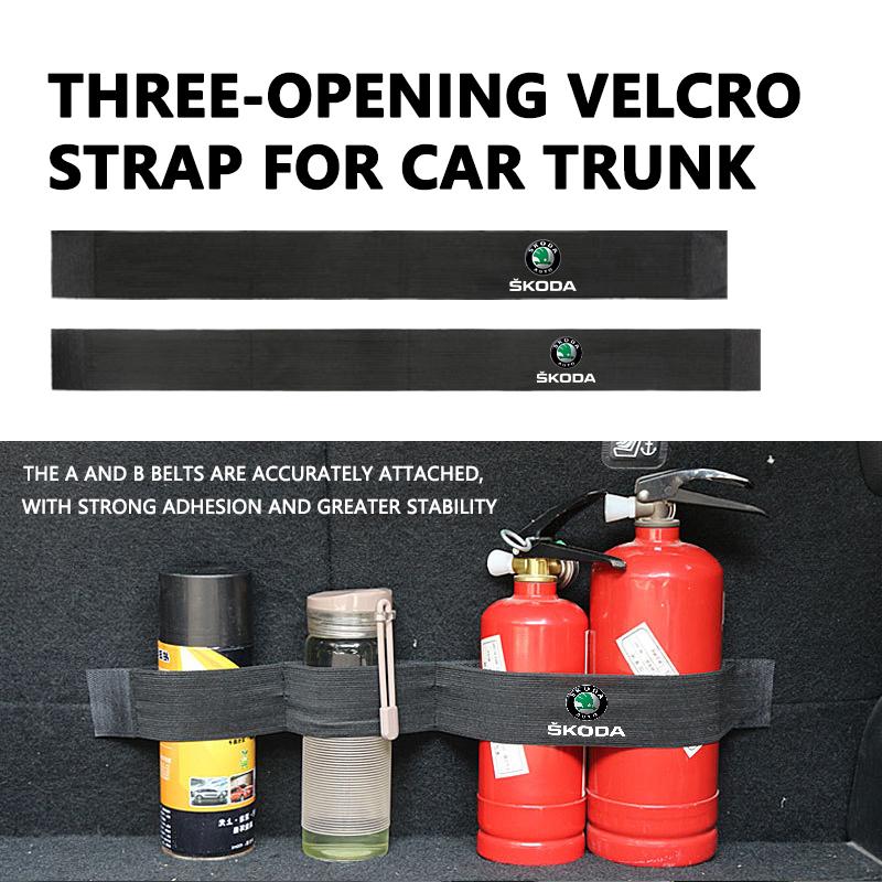 WLNQ1 For Skoda Car Trunk 50/60cm Nylon Velcro Strap Accessories Elastic Organizer Belt Storage Fabia Kamiq Superb Scala Enyaq-iV MK3
