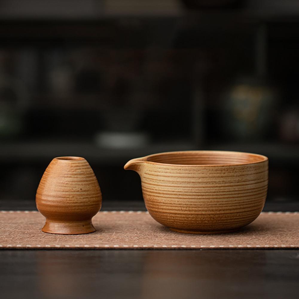 2PCS Ceramic Matcha Holder Japanese Matcha Whisk Stand Holder Traditional Matcha Brewing Cup Gifts