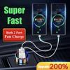240w Usb Car Charger With Voltage Monitor Dual Port Super Fast Charging Vehicle Adapter For Huawei Oneplus Oppo Iphone Samsung