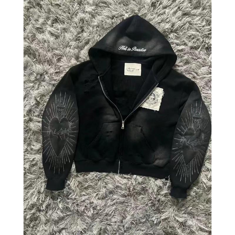 3D Printed Hooded Zip-Up Sweatshirt Casual Loose Fit Teens Winter Streetwear