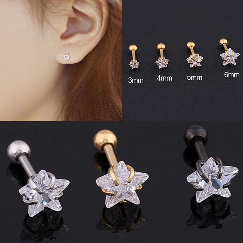 Женские вечерние серьги-гвоздики со звездами, модные мини-серьги-гвоздики с кристаллами, циркон 3-6 мм, новый пятиконечный подарок