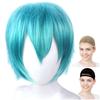 CaseEden Cosplay Wig, Premium Short, 30cm, Heat-Resistant, Emerald Green/Teal Blue, WIG6024