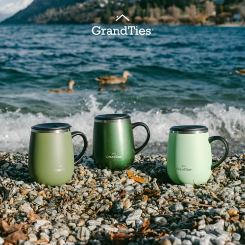 GRANDTIES Premium Vacuum Insulated Mug, 460ml, Available in 19 Colors, with Easy-Open Sliding Lid, Stainless Steel Double-Wall Vacuum Insulation, and