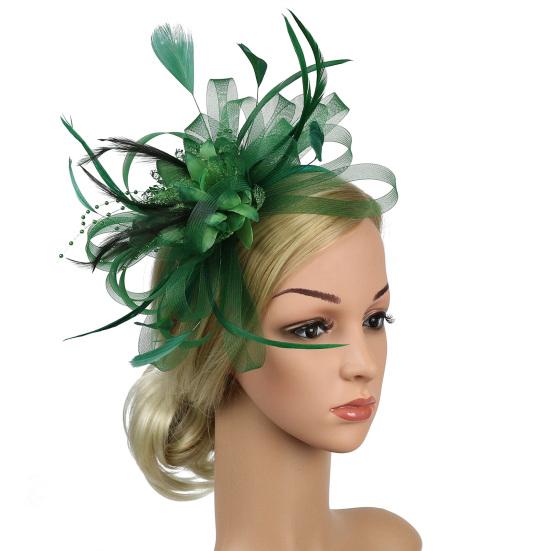 Feather Mesh Solid Color Fascinator Hat Hair Clip Women Cocktail Wedding Party Bridal Hat Fascinator Hair Accessories