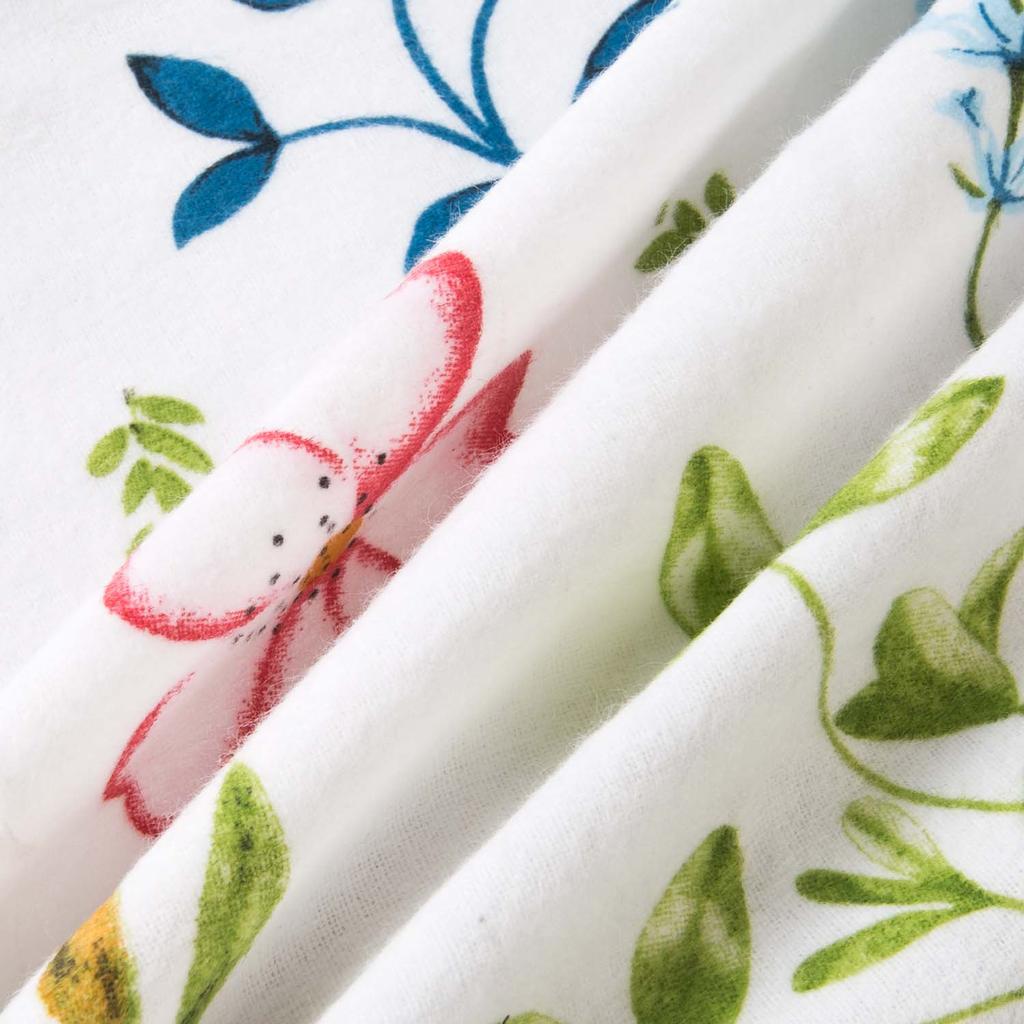 Bedding set 160x200 COTTON FLANNEL WITH FLUSH, colorful flowers, white