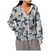 Women's Fashion Irregular Geometric Print Long Sleeve Pocket Loose Zipper Hooded Hoodie Jacket