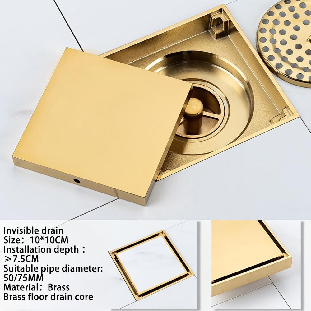 Chrome Plated Brass Floor Drain Trap Tile Insert Waste Grates for Bathroom and Kitchen Shower Strainer for Kitchen Sinks