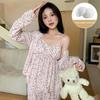 Women's Cross-Border Pajama Set: Spring/Autumn Polka Dot Cardigan & Suspender with Chest Pads, Korean Style, Pure Desire, 3-Piece Home Wear.