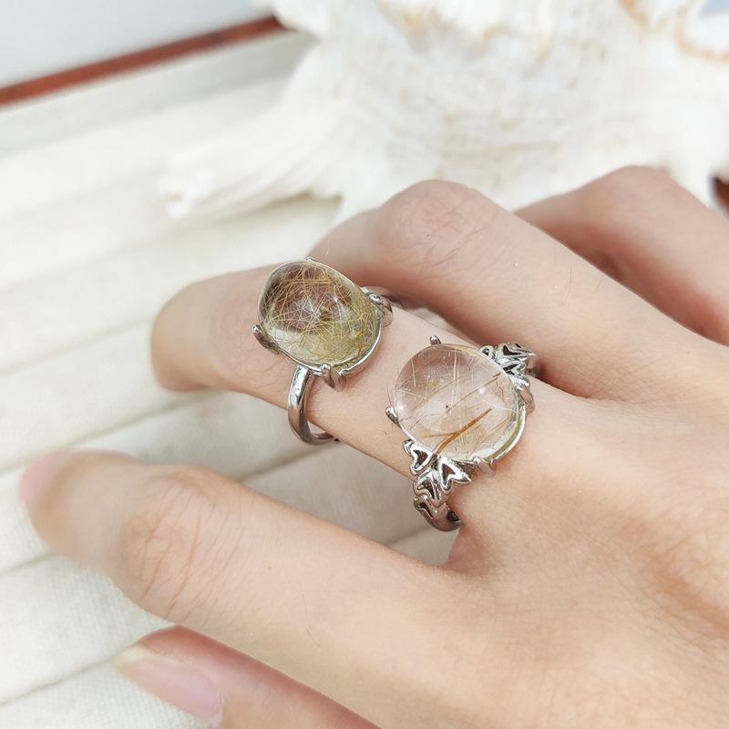 Регулируемое кольцо из натурального камня тигровый глаз, кофейного цвета