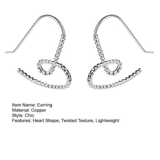 1 пара женских сережек в форме полого сердца, преувеличенный стиль, скрученная текстура, сплошной цвет