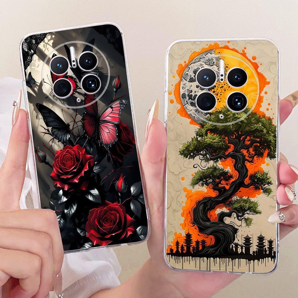 Clear Cover For Huawei Mate 50 Pro Cute Cat Fashion Butterfly Funny 2D Painted Casing For Huawei Mate 50Pro DCO-AL00 DCO-LX9