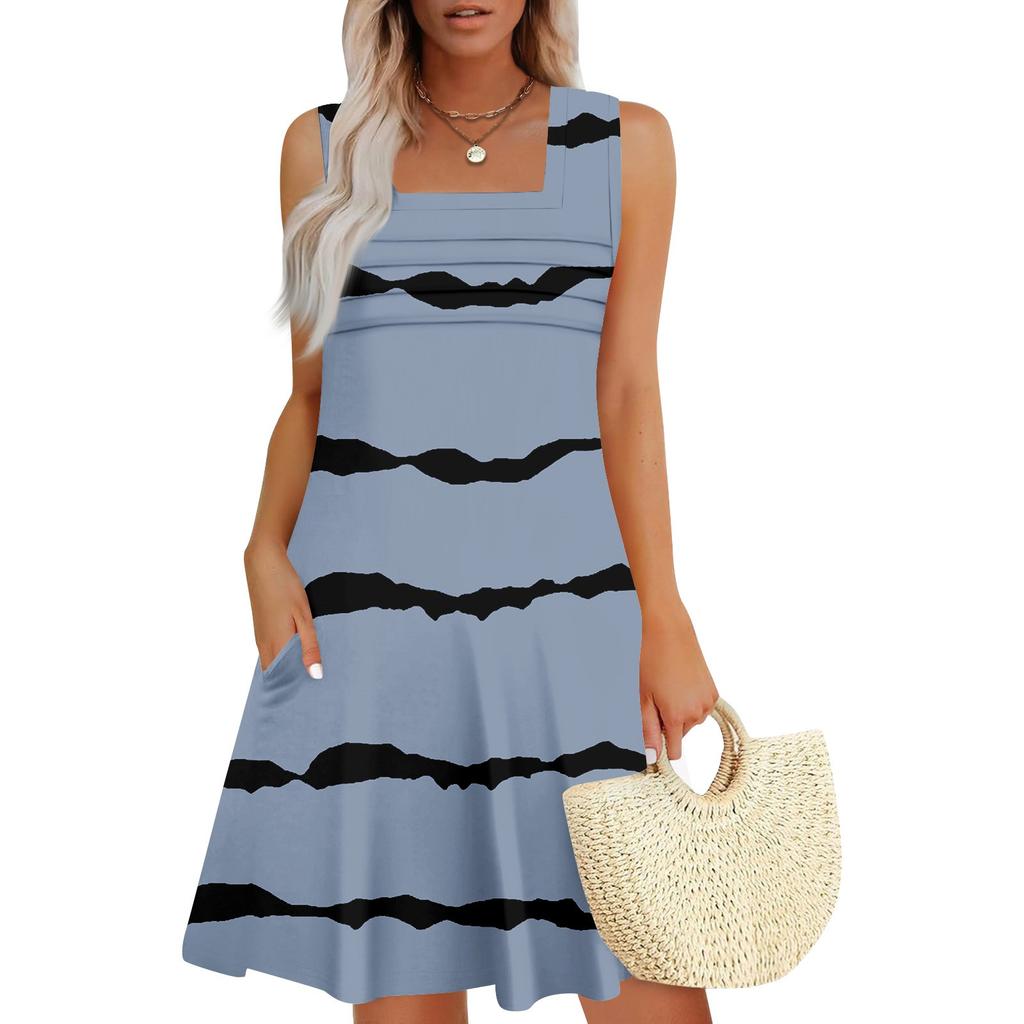 Женские летние повседневные лепестковые узкие полосатые плиссированные однотонные платья