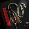 Tibetan Eight Treasures Compass Pendant Necklace with Braided Rope Amulet