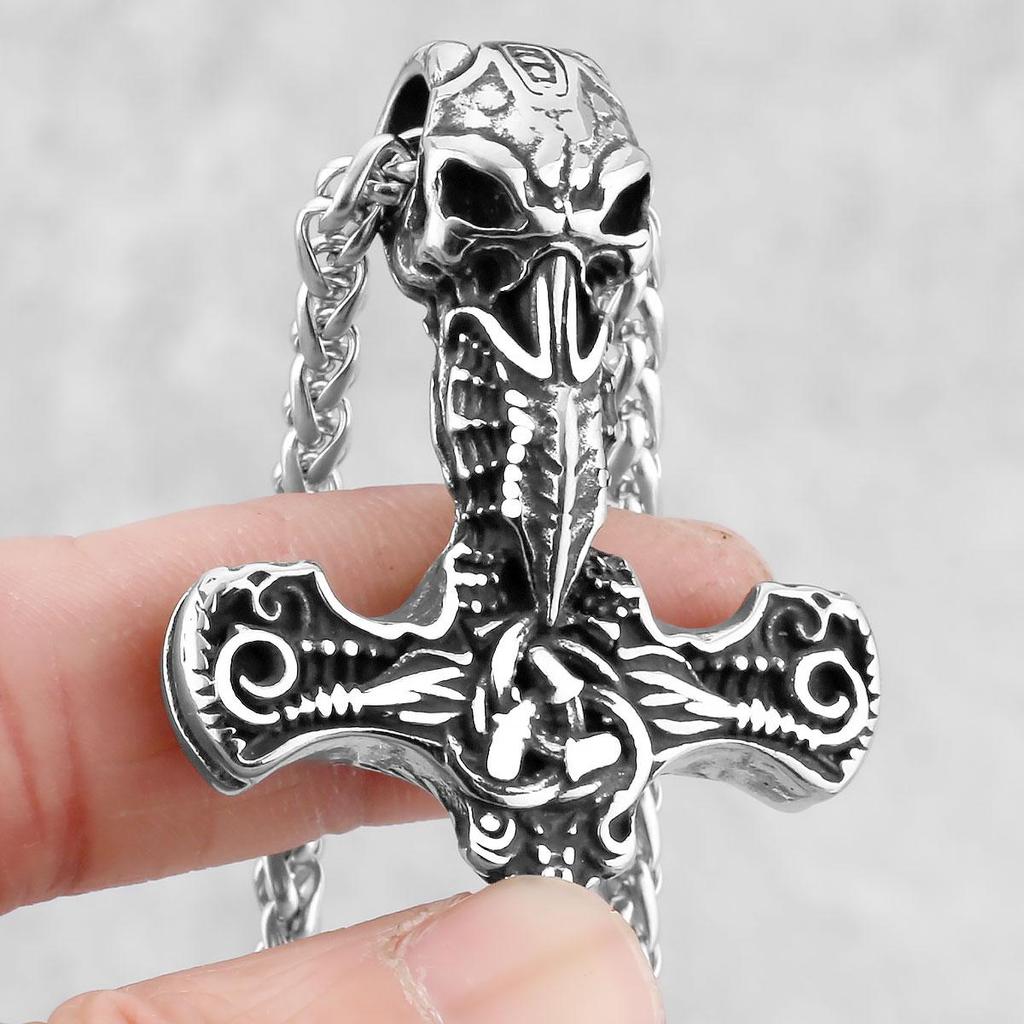 Скандинавский викинг из нержавеющей стали 316L, Викинг Мьельнир, скелет, молот Тора, руна, кулон, мужские уличные ювелирные изделия в стиле рок, аксессуары, мужской подарок BFF