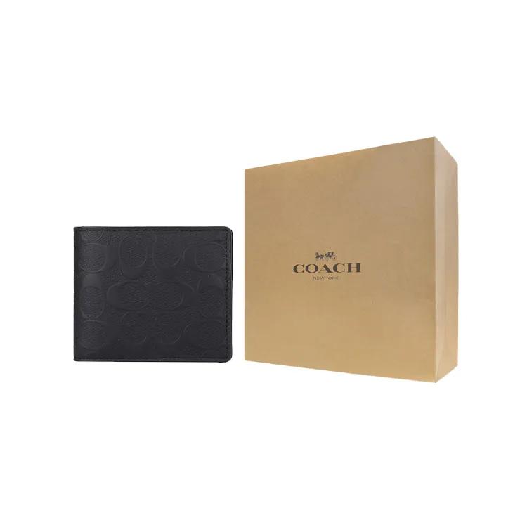 COACH 3 IN 1 Wallet Cross Grain Cow Leather Wallet Men's Black (Unisex) Wallets 75371 BLK