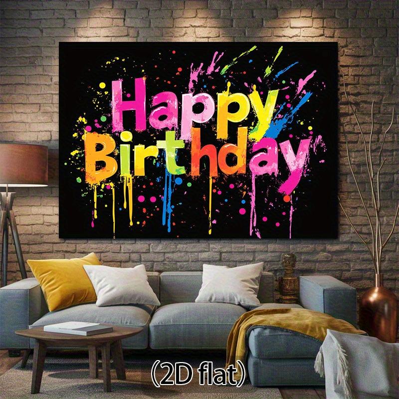2D plane, 1 piece of abstract ink-blurry design birthday happy background fabric - multi-color (,,,,) 2D plane party decoration
