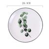 Nordic Creative Round Green Plants Porcelain Dinner Plate 8 Inch Tableware Ceramic Dessert Steak Plate Dinnerware Cake Dish