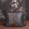Retro Hand Painted Luxury Handbags Leisure Genuine Leather Large Capacity Cowhide Shoulder & Crossbody Bags