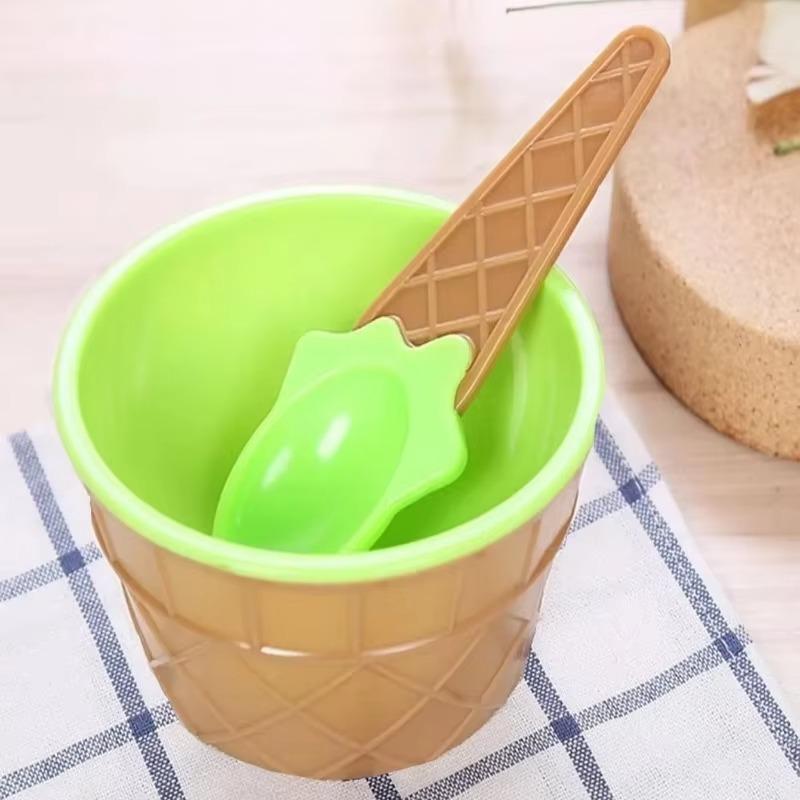 7 шт. Яркие цветные миски для мороженого с ложками, набор десертных креманок для дня рождения, праздника, вечеринки, сувенир для мороженого, подарок, декор