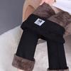 Fleece Lined Women Winter Straight Leg Pants Thicken Womens Straight Pantalones Baggy Warm Lambswool Sweatpants High Waist Casual Trousers