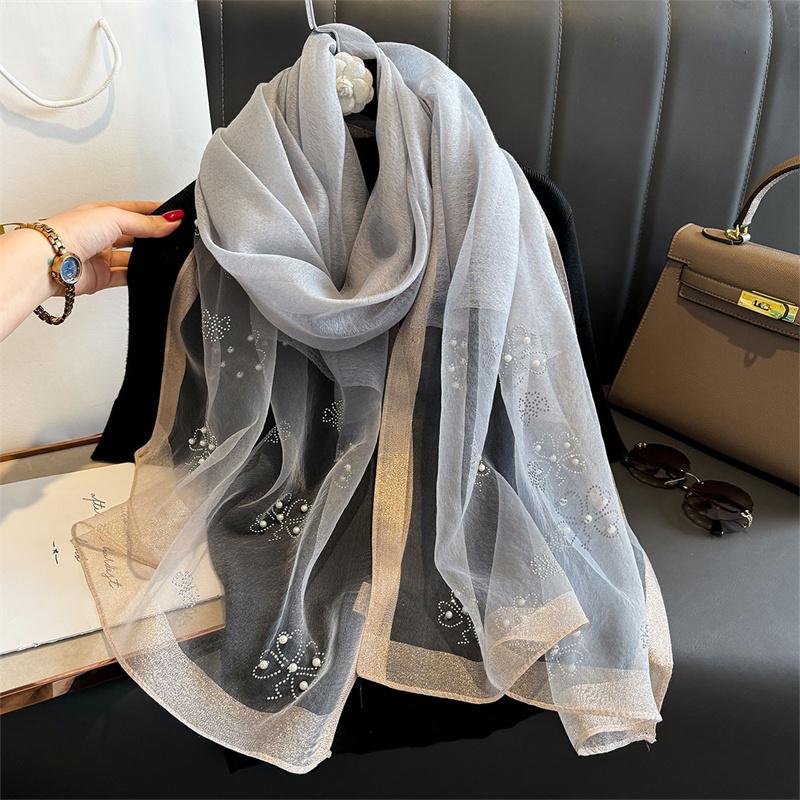 Роскошный блестящий кружевной шарф шелковый женский хиджаб мягкие шерстяные шали и палантины большой цветок тонкие шарфы фуляр женский буфанда новый