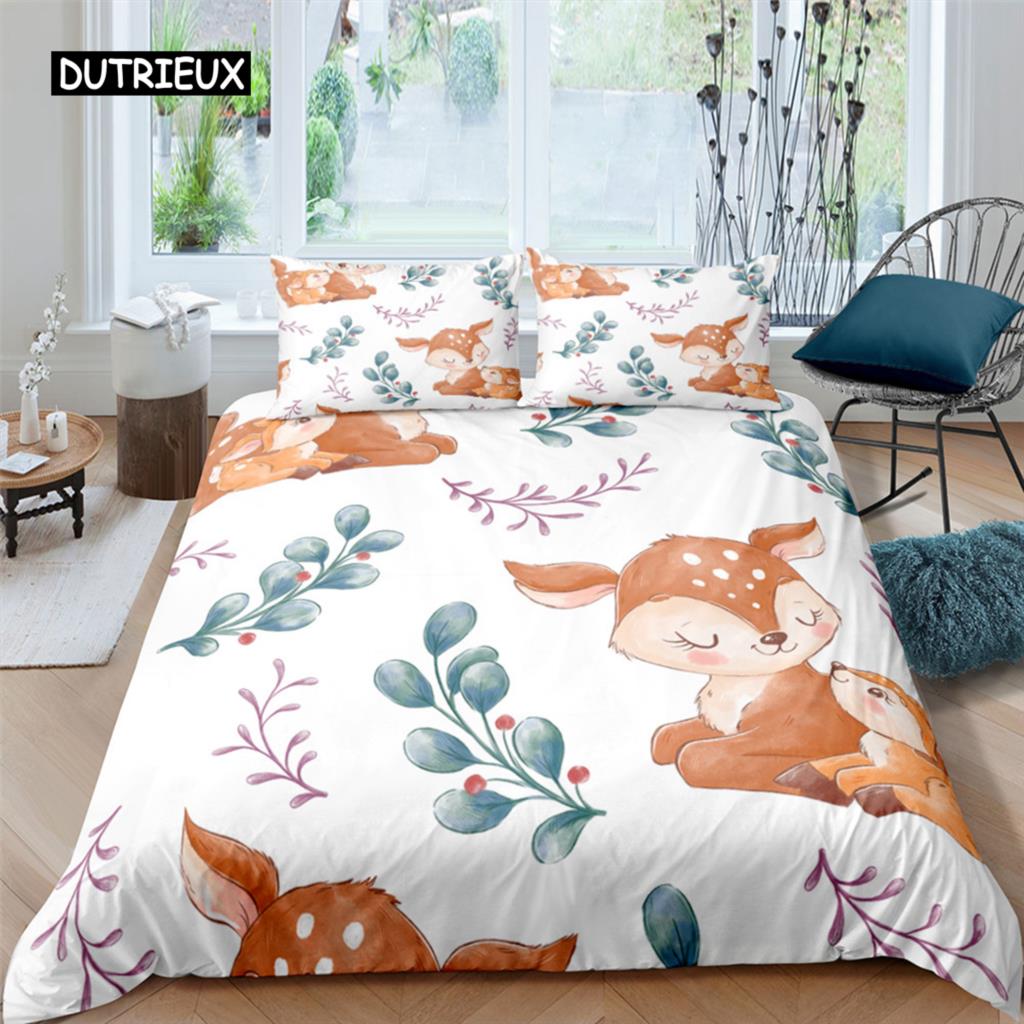 Скандинавский пододеяльник Кинг Квин Без простыни Мультяшный животный постельный комплект Детское одеяло 2/3 шт. Полиэстер Чехол для одеяла