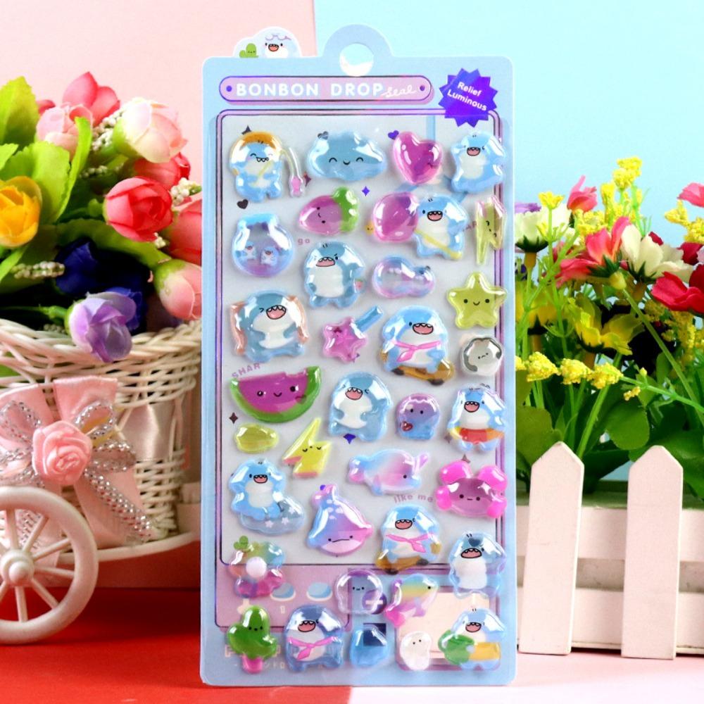 DIY Animal Sticker Waterproof Crystal Stickers Funny Stationery Sticker  Mobile Phone Decoration