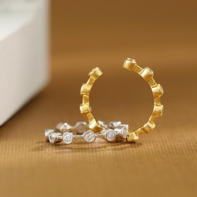 ANENJERY Тонкие кольца с микроинкрустацией цирконом для женщин, кольца с индивидуальным темпераментом, регулируемый праздничный подарок