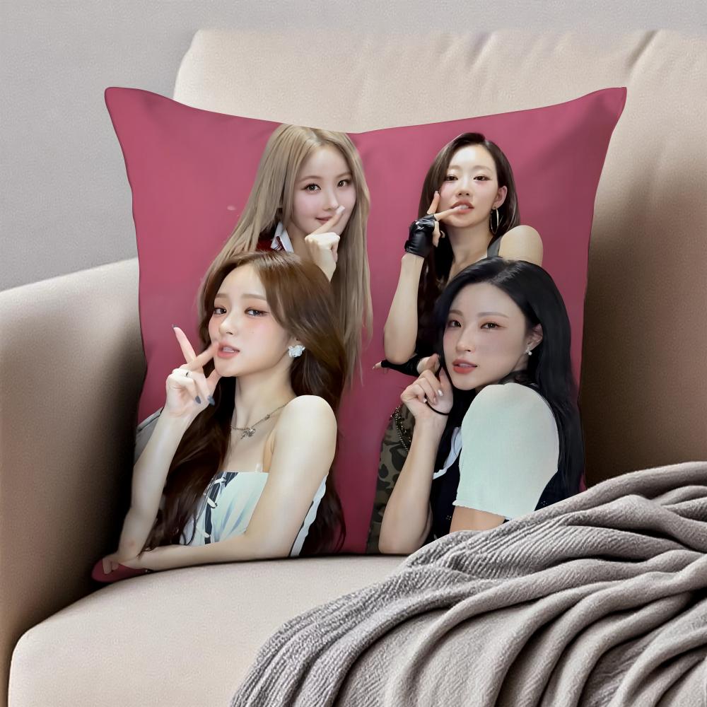 GirlGroup Kpop KKISS OF LLIFE Cushion Cover Pillowcase Antidustmite Invisible Zipper Short Plush Sofa Cushion