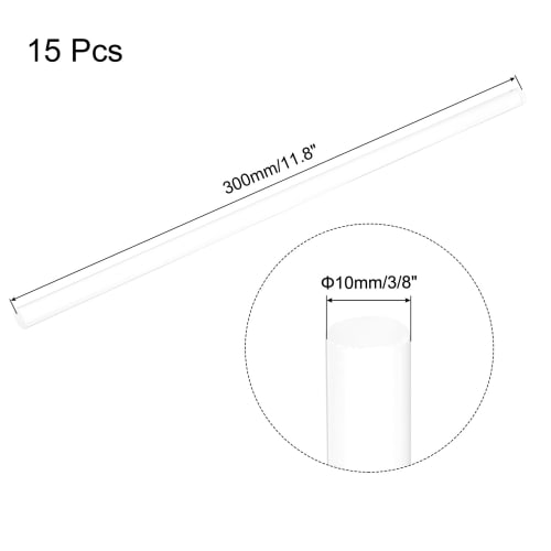 uxcell 15 шт. Акриловые круглые стержни, 3/8" x 12", Прозрачные акриловые дюбели, Акриловые пластиковые палочки для рукоделия, освещения, садоводства и декора,