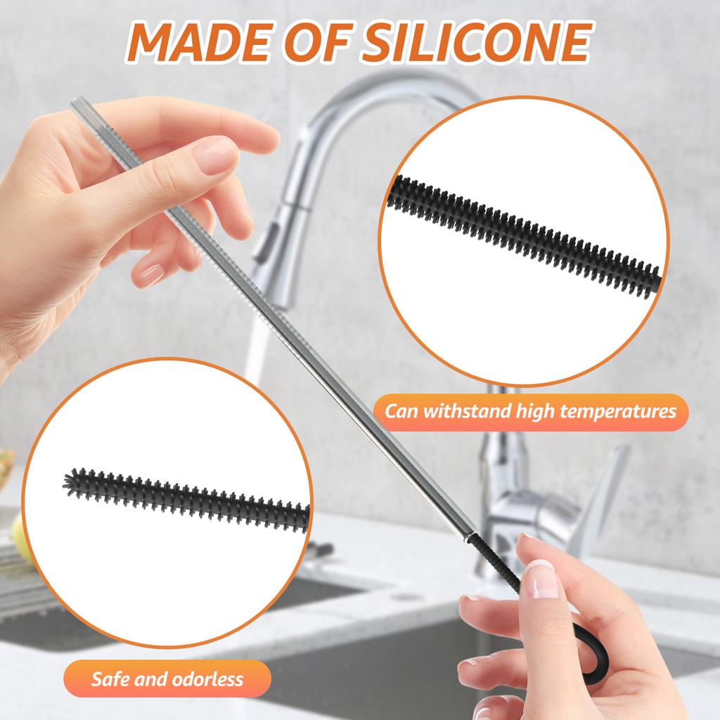 2 Pcs 6mm and 9mm Silicone Straw Brushes Reusable Straws Deep Cleaning Brush Long Handle Pacifier Brush for Clearing Glass
