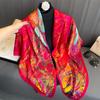 110x110cm Women Silk Square Scarf Hijab Female Design Print Lady Shawl Wraps Foulard Headbands Bufanda Large Bandana Luxury