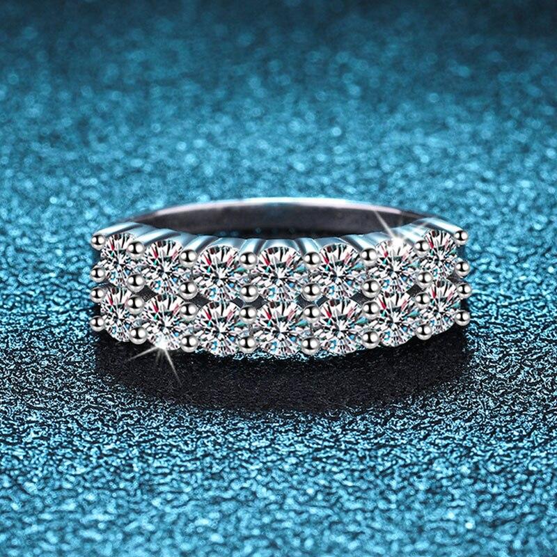 Женские кольца с муассанитом 1,4 карата, обручальное кольцо со сверкающими бриллиантами, стерлинговое серебро S925, ювелирные изделия с белым покрытием