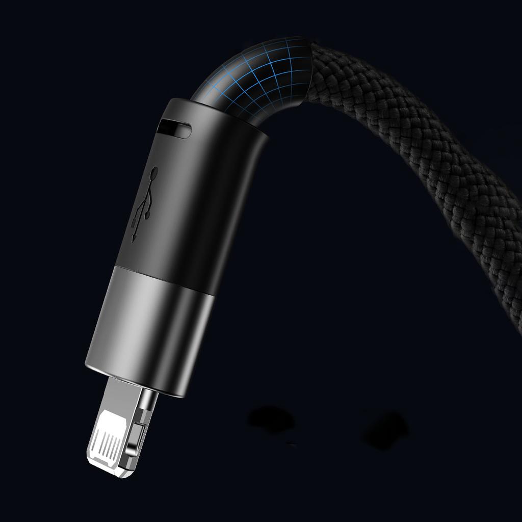 Baseus StarSpeed Tri-Connector USB Cable: Micro USB/Lightning/USB-C, 3.5A, 1.2m, Black