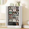 Shoe Cabinet with 2 Doors, 6 Adjustable Shelves, Soft-Close Hinges for 21 Pairs, White