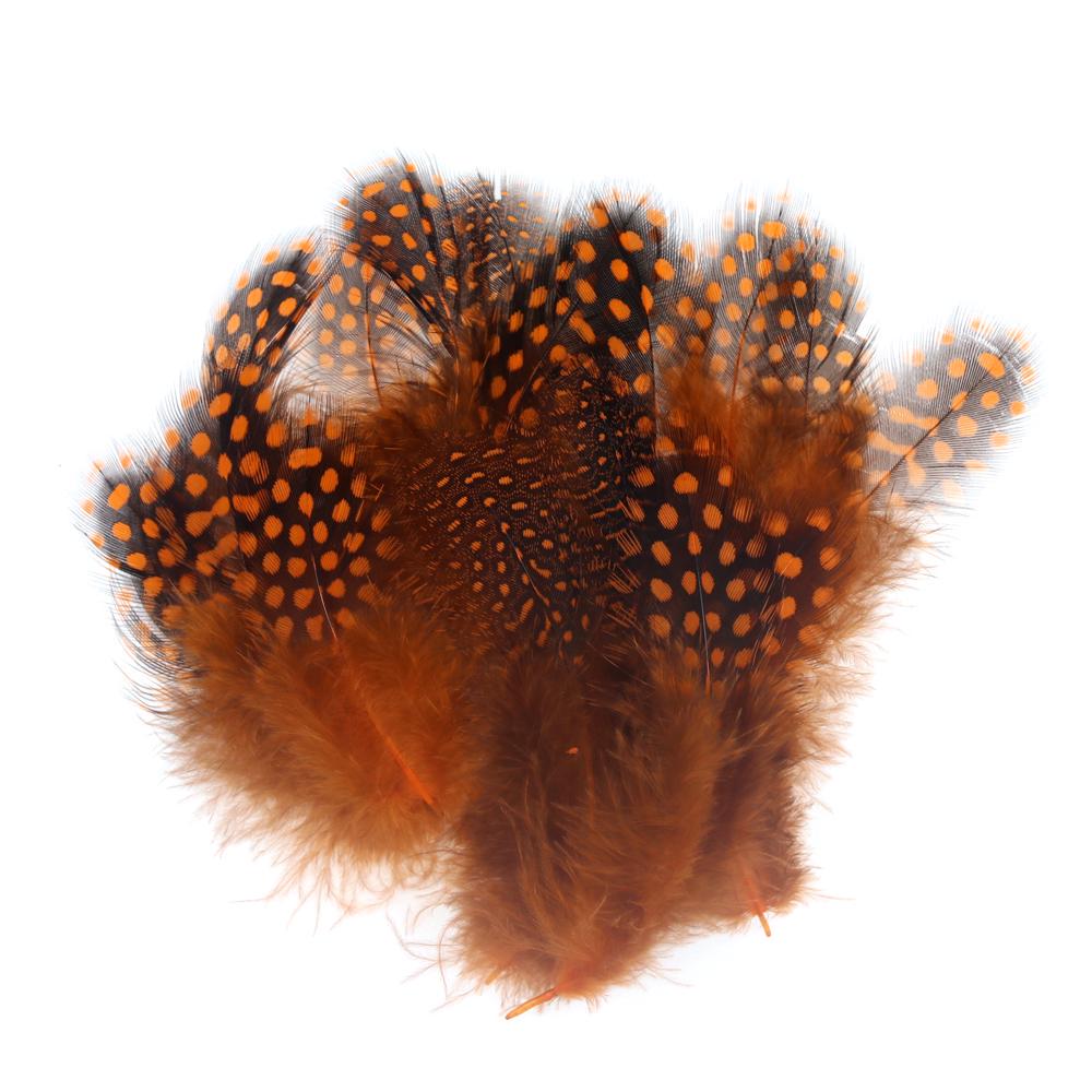 50pcs/Pack Colored Guinea Feather for Fly Tying Dotted Hackle Collars Tailing Wingcases and Cheeks Tube Fly Tying Material