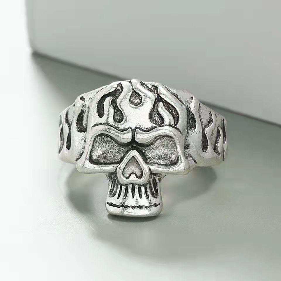 European and American Style Ghost King Skull Ring for Men and Women Trendy Open Fashion Ring