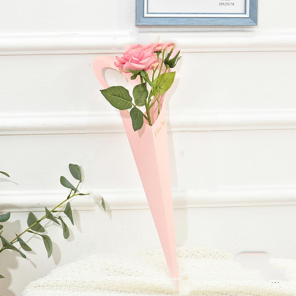 10 шт. Романтичная коробка для одного цветка в форме сердца, бумажная коробка для упаковки букета, для свадьбы, дня рождения