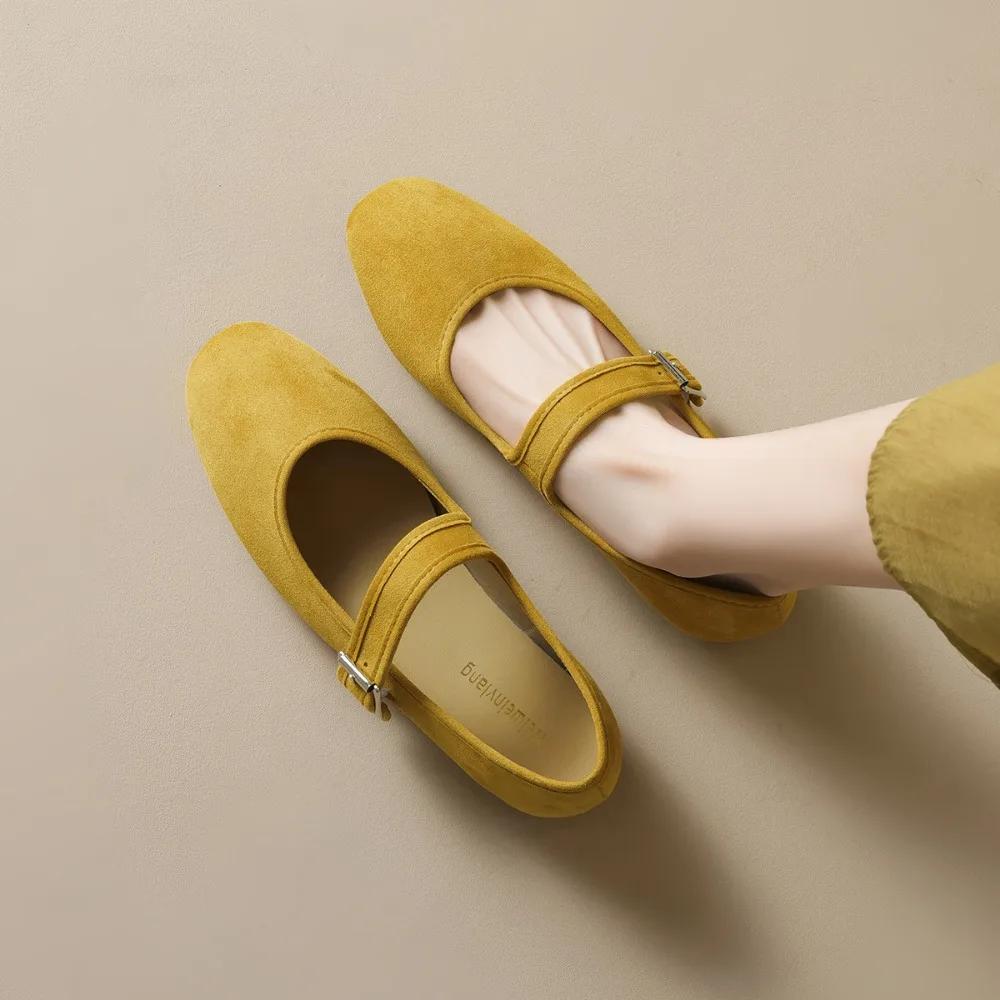 Женские туфли на плоской подошве Французские ретро туфли Мэри Джейн на плоской подошве с неглубоким носком Мягкая подошва Балетки Одиночные женские туфли на плоской подошве