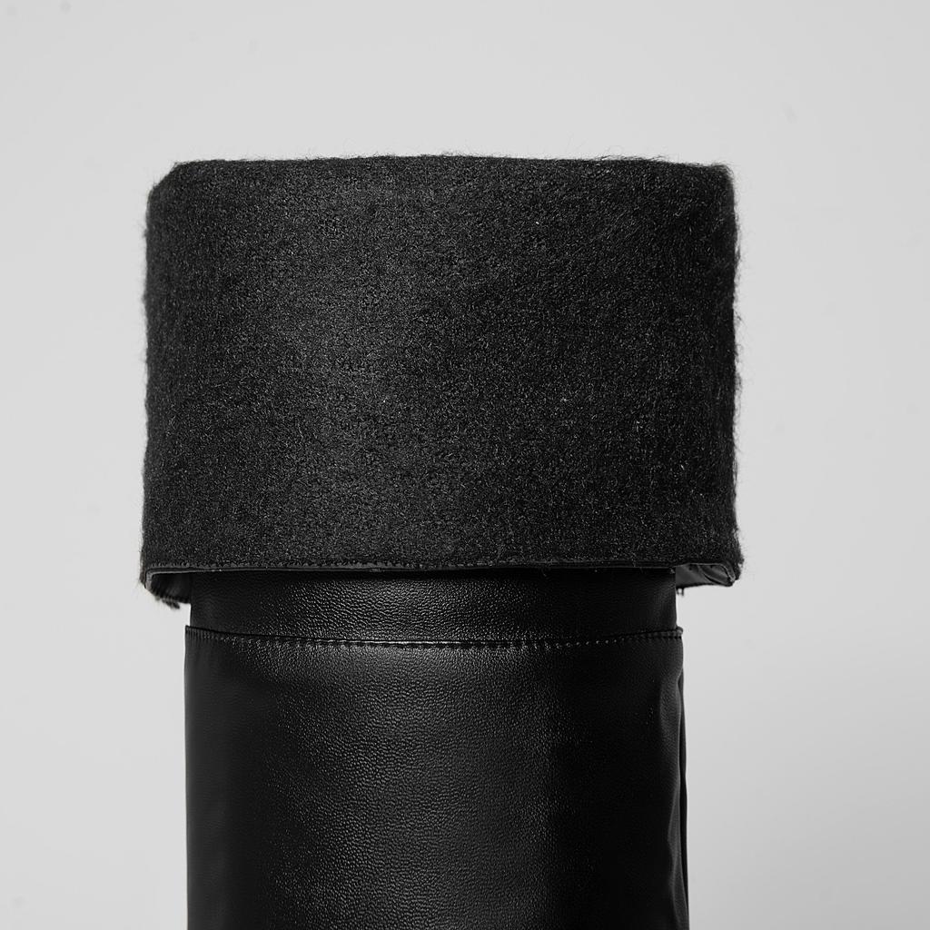 Q/Женские ботинки на высоком каблуке, осенние и зимние новые однотонные мотоциклетные ботинки большого размера