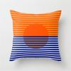 Vibrant Orange Rainbow Sunset Print Pillow Cover Abstract Geometric Lines Pillow Cover Sofa Car Office Cushion Cover Home Decor