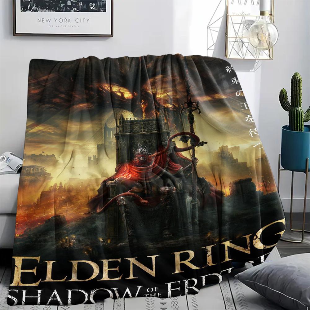 1Pc Elden Ring Print Flannel Blanket, High quality Comfortable for All Seasons, Home Decor, Warmth and Comfort, Perfect for Christmas Gifts
