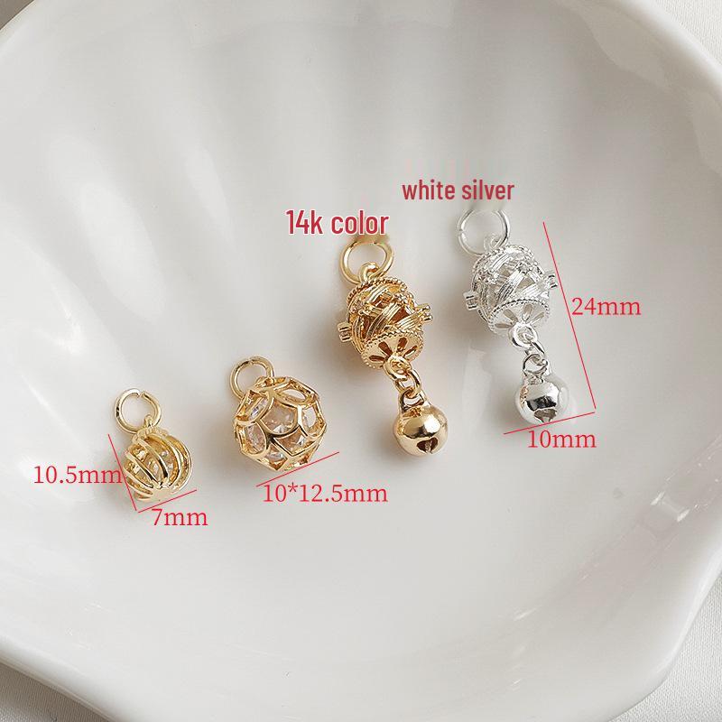 Подвеска-фонарик с цирконом, колокольчик, капля воды, наполнитель из 14-каратного золота, кулон-шарм для изготовления украшений своими руками