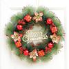 Christmas Wreath for Front Door Artificial Pine Needle Wreath with Balls Bows Flowers Merry Christmas Hanging Decor for Home Wall Window Porch Decor