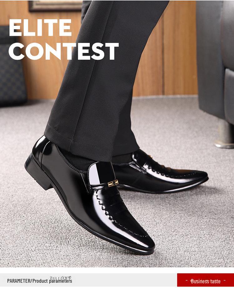 Мужские заостренные деловые кожаные туфли, дышащая корейская лакированная кожа, повседневная обувь
