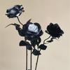 Fake Flower Black Silk Artificial Rose Flower Halloween Gothic Dark Flowers For Wedding Home Party Decor Simulation Flowers