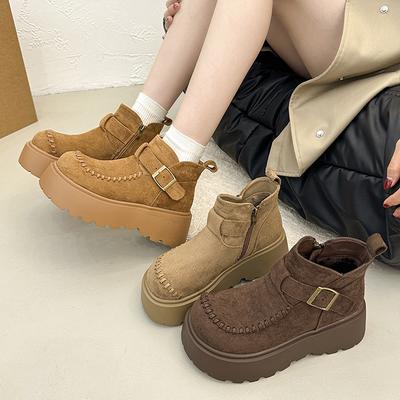 Женские ботинки Мартин на толстой подошве, новинка осени 2025, одинарные ботинки из матовой кожи, женские ботинки, модные ботильоны на липучках, популярные в интернете